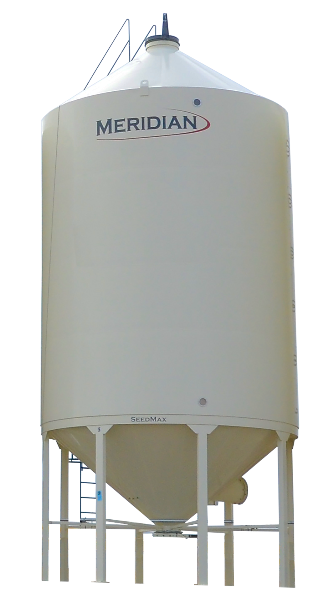cutout of an ivory coloured seed bin for agricultural use